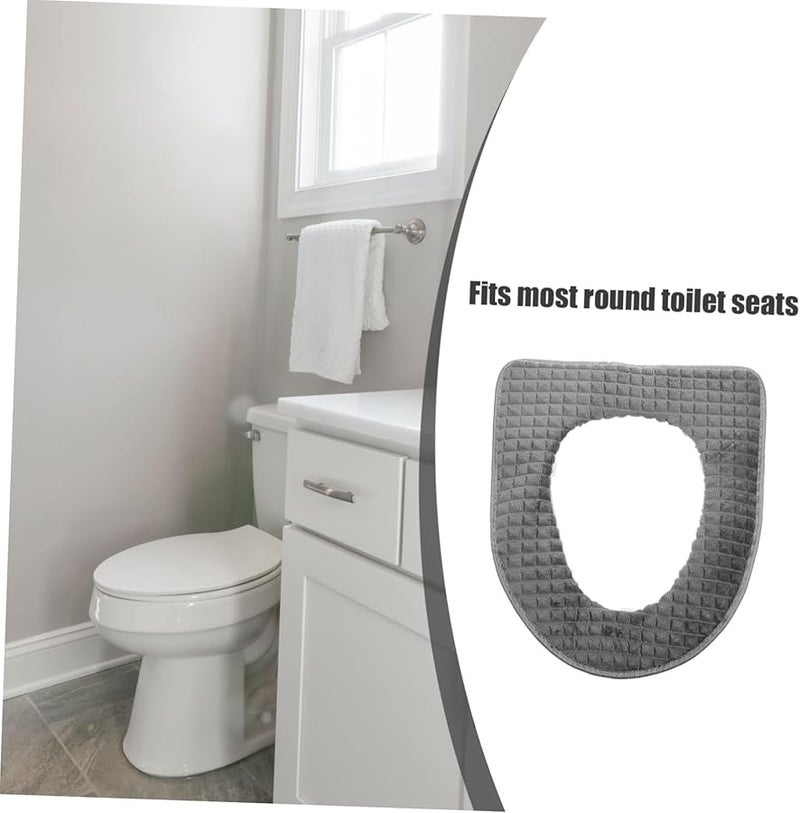Thick Winter Toilet Seat Cover Warm Comfortable Zipper Design Easy Installation Grey - Image 4